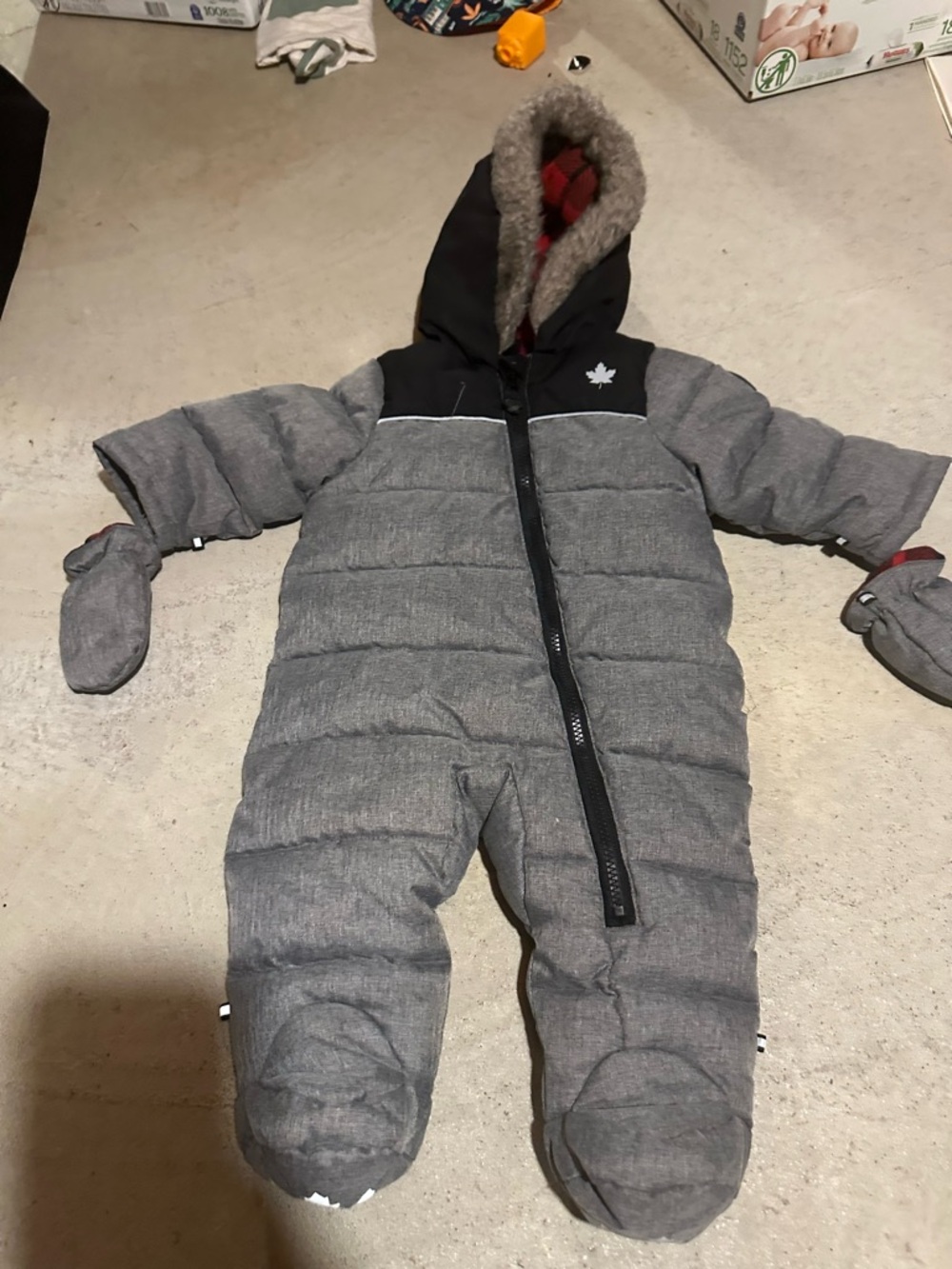 Toddler Puffer One-Piece Snowsuit - Gray
